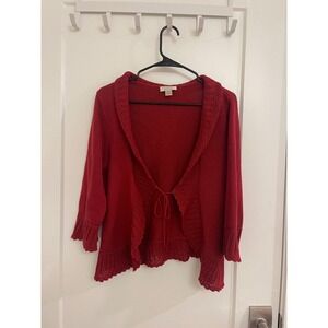 Vintage Y2K Burgundy Crochet Shawl Cardigan Cottagecore Chic